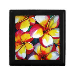 Pink Frangipani flower jewellery box