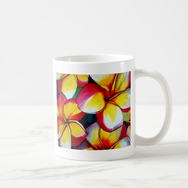 Pink Frangipani flower mug by Sacha Grossel Art (Right)