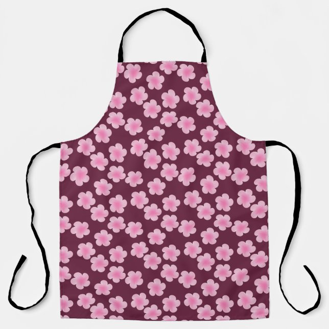 Pink Frangipani Flower Seamless Pattern Apron (Front)