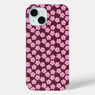 Pink Frangipani Flower Seamless Pattern iPhone 15 Case