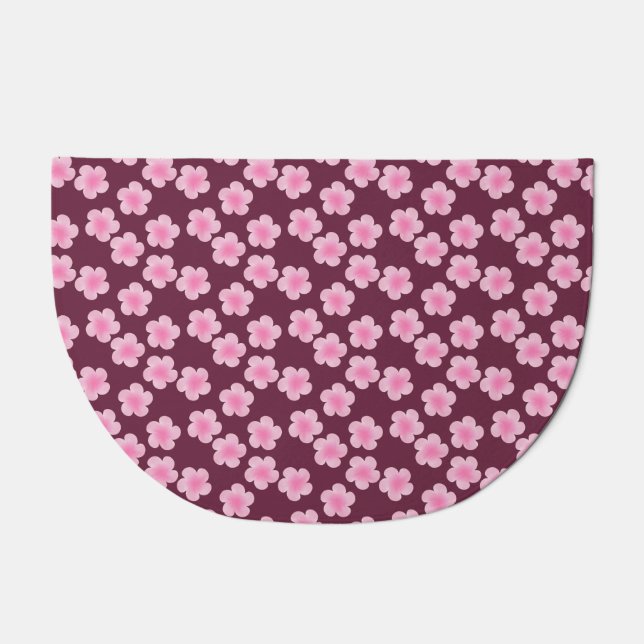 Pink Frangipani Flower Seamless Pattern Doormat (Front)