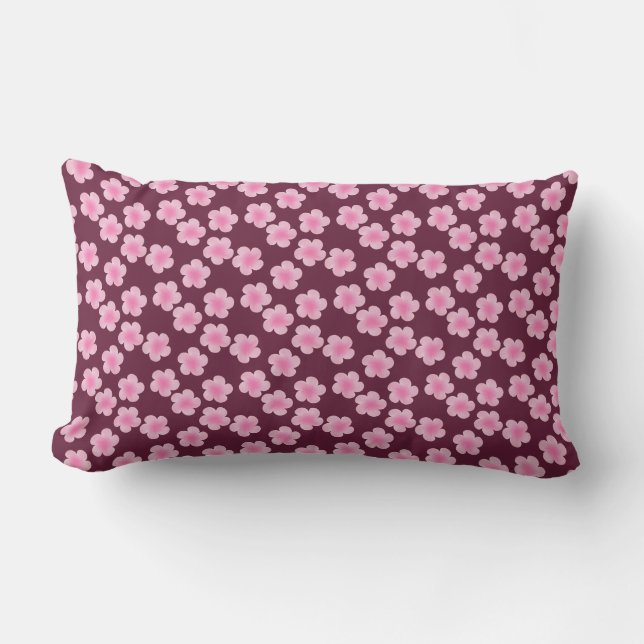 Pink Frangipani Flower Seamless Pattern Lumbar Pillow (Front)