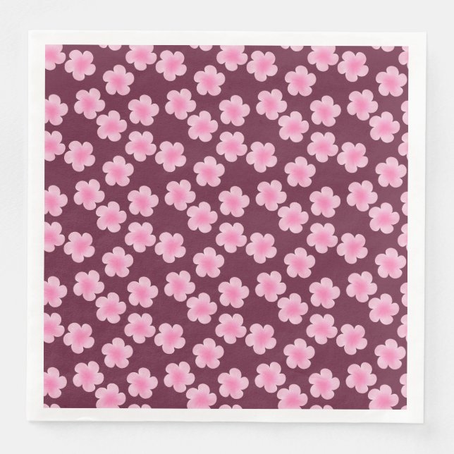 Pink Frangipani Flower Seamless Pattern Paper Dinner Napkins (Front)