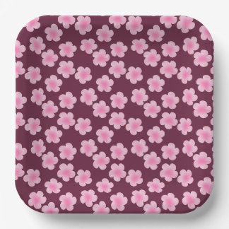 Pink Frangipani Flower Seamless Pattern Paper Plates