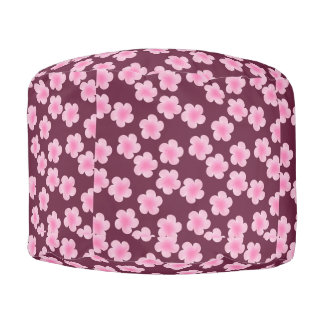 Pink Frangipani Flower Seamless Pattern Pouf