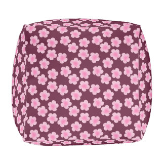 Pink Frangipani Flower Seamless Pattern Pouf