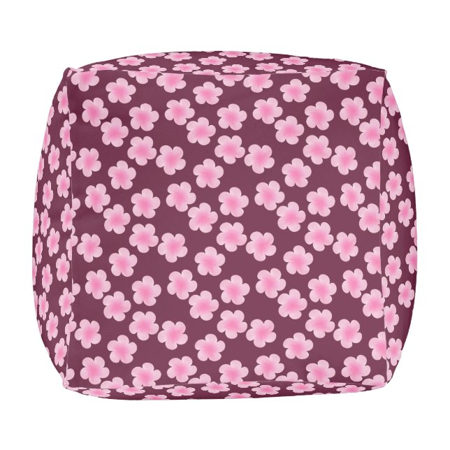 Pink Frangipani Flower Seamless Pattern Pouf (Bottom)
