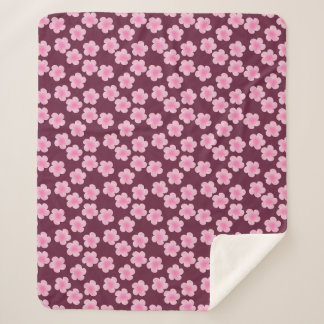 Pink Frangipani Flower Seamless Pattern Sherpa Blanket
