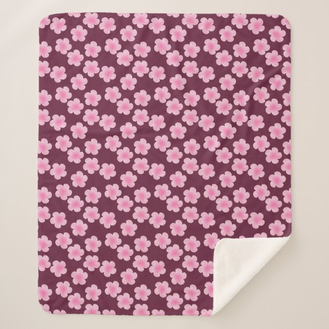 Pink Frangipani Flower Seamless Pattern Sherpa Blanket (Front)