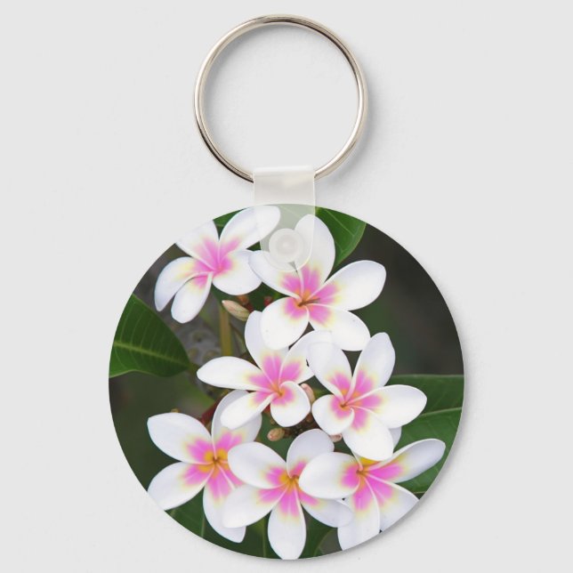 pink frangipani keychain (Front)