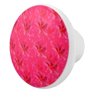 Pink Frangipani Passion, Ceramic Draw Knob. Knob