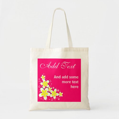 Pink Frangipani Plumeria Floral Budget Tote Bags