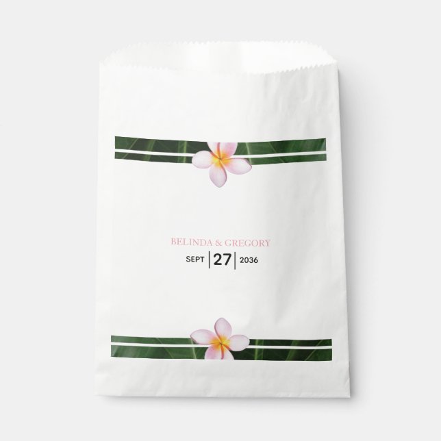 Pink Frangipani Plumeria Wedding  Favor Bag (Front)