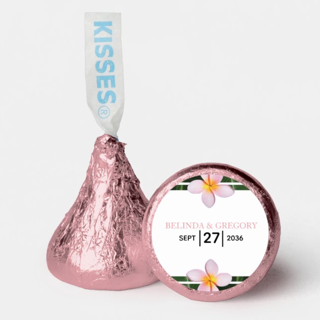 Pink Frangipani Plumeria Wedding   Hershey®'s Kisses® (Front)