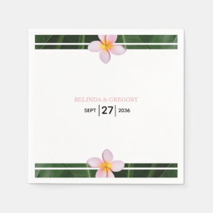 Pink Frangipani Plumeria Wedding Napkins