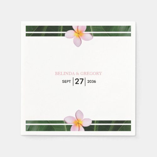 Pink Frangipani Plumeria Wedding Napkins