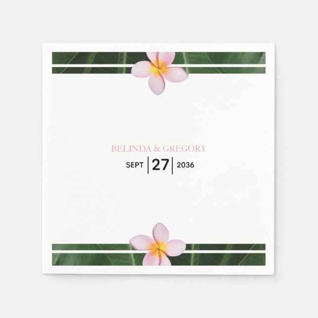Pink Frangipani Plumeria Wedding Napkins (Front)