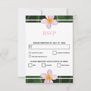 Pink Frangipani Plumeria Wedding RSVP Cards