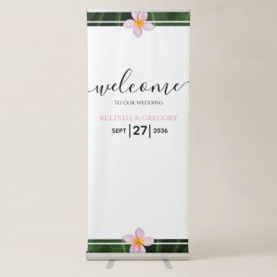 Pink Frangipani Plumeria Wedding Welcome Sign