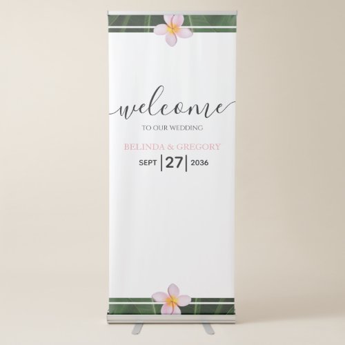 Pink Frangipani Plumeria Wedding Welcome Sign