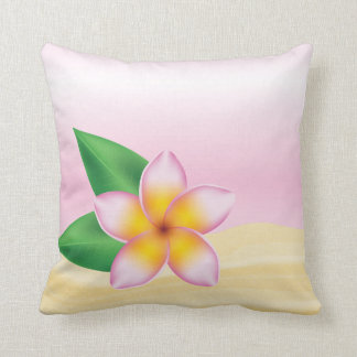 Pink Frangipani Tropical Flower Beach Theme Throw Pillow