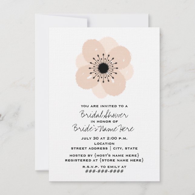 Pink French Anemone Bridal Shower Invitation (Front)