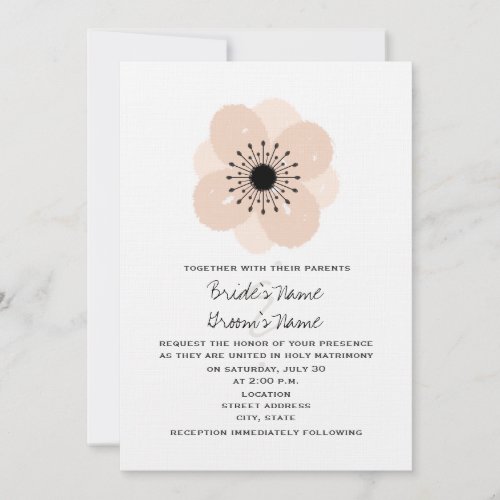 Pink French Anemone Wedding Invitation