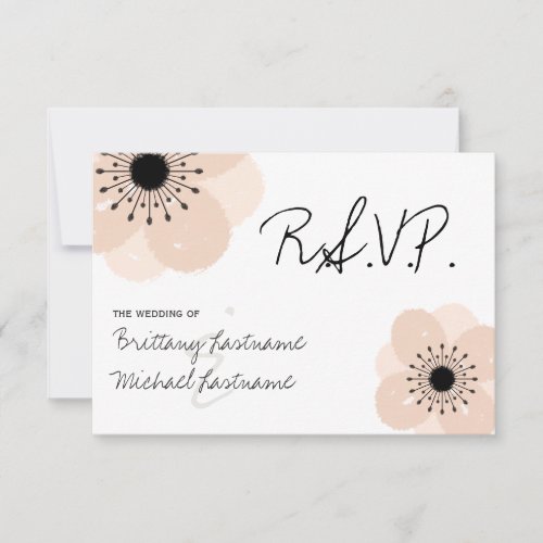 Pink French Anemone Wedding RSVP