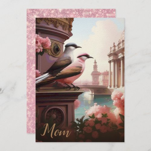 Pink French Bird Motherâs Day Card