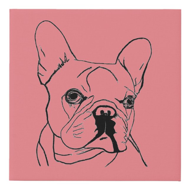 Pink French Bulldog Bull Dog Nursery  Faux Canvas Print (Front)