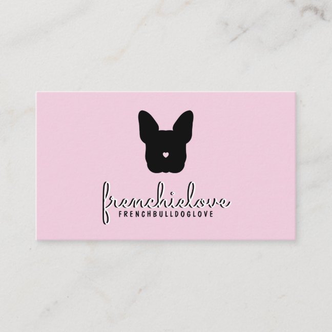 Pink French bulldog cute logo simple pet sitter Business Card