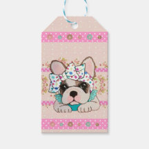 Pink French Bulldog Gift Tag Card