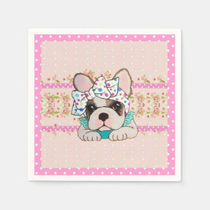 Pink French Bulldog Napkins