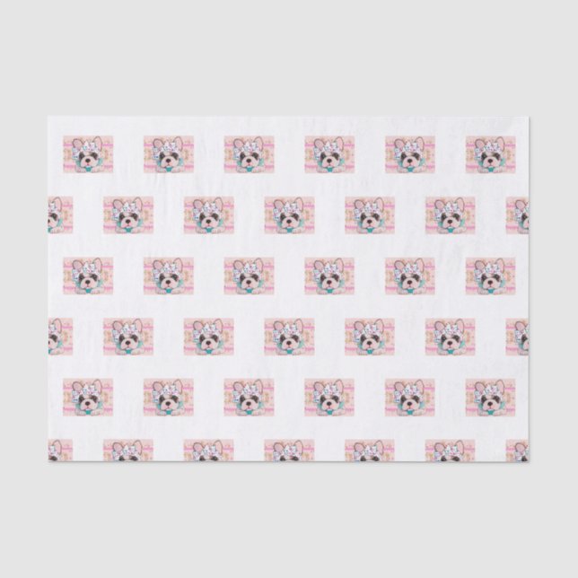 Pink French Bulldog Tissue Paper (Front)