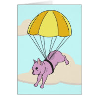 Pink French Bulldog Umbrella Fun Thank You Card