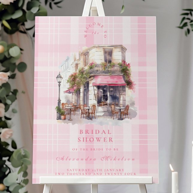 Pink French Cafe Bridal Shower Foam Board (Creator Uploaded)
