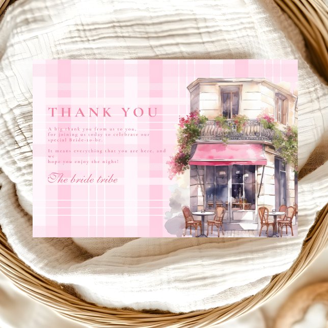 Pink French Cafe Bridal Shower Thank You Card (Creator Uploaded)