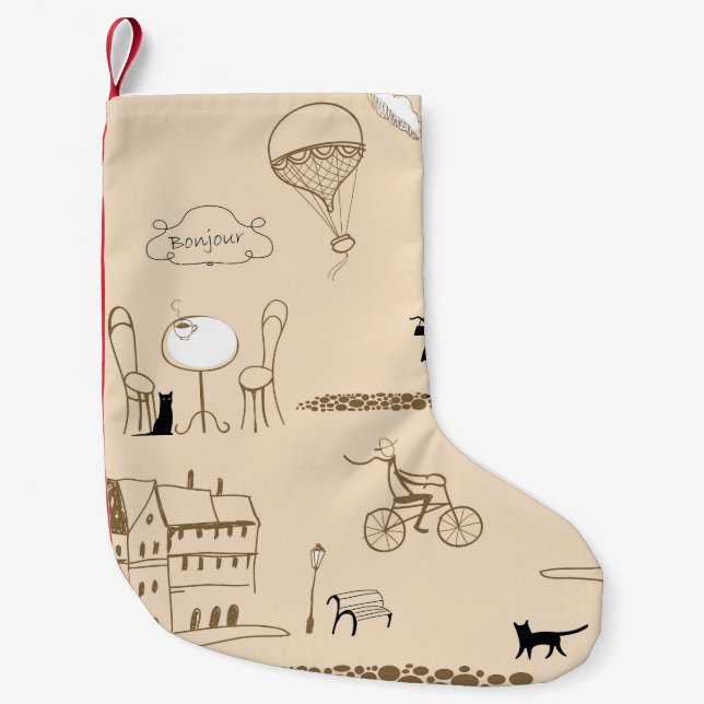 Pink French: Chic Pattern Design. Small Christmas Stocking (Front)