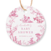 Pink French Country Farm Animal Girl Baby Shower Favor Tags