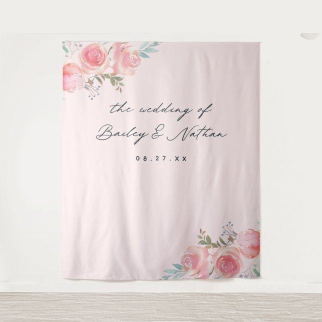 Pink French Garden Wedding Photography Backdrop (Front)