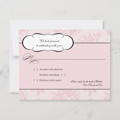 Pink French Lace RSVP Response Card Custom Announcements