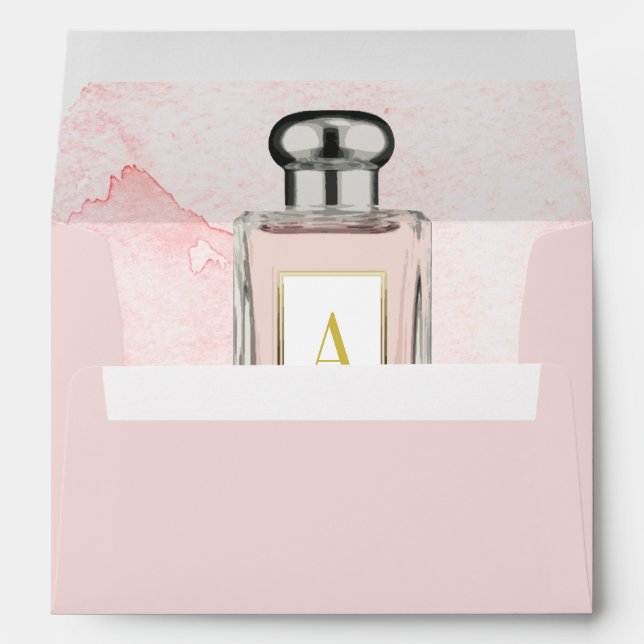 Pink French Perfume Bottle Chic Monogram Envelope (Back (Bottom))