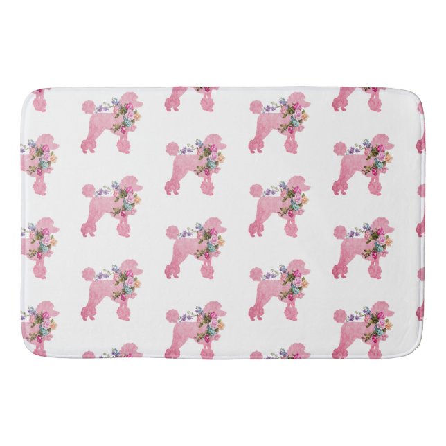 Pink French Poodle accent Bath Mat (Front)