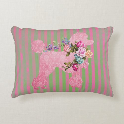 Pink French Poodle Accent Pillow