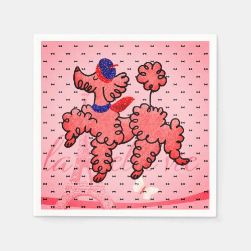 Pink French Poodle Napkins