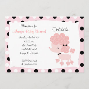 PINK FRENCH POODLE Ooh la la 5x7 Baby Shower Invitation
