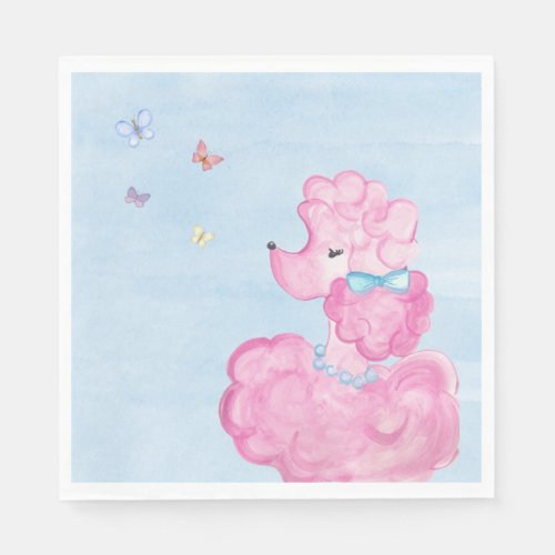 Pink French Poodle Paris France French theme  Napkins