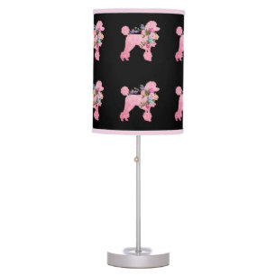 Pink French Poodle Retro Table Lamp