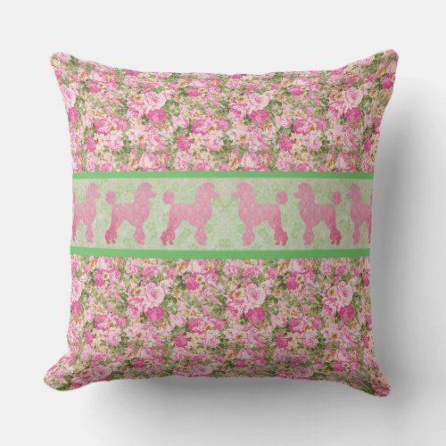 Pink French Poodle Throw Pillow