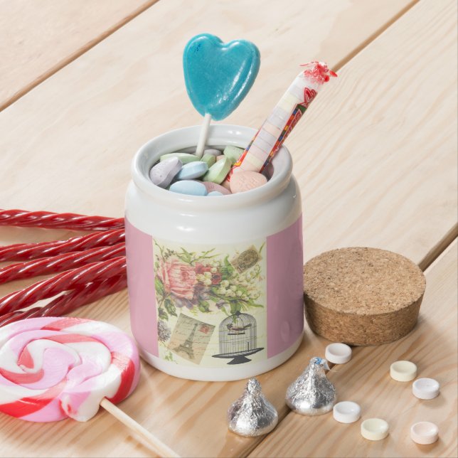 Pink French Theme Vintage Paris Candy Jar (In Situ)